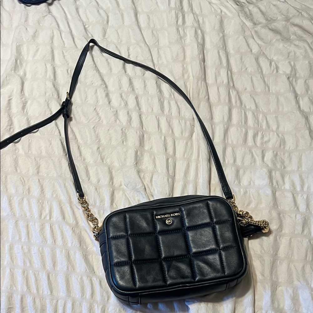 Michael Kors Black Crossbody Bag with Gold Accents